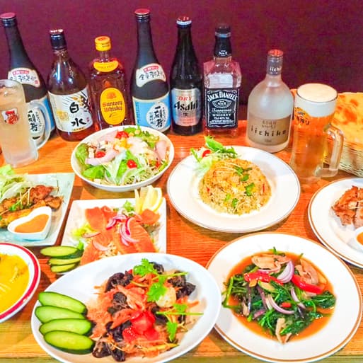 【Thai Cuisine Course with All-You-Can-Drink】Authentic Thai Cuisine Course starting with Yam Woon Sen, including Draft Beer